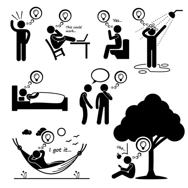 Man Thought of New Idea Stick Figure Pictogram Icons