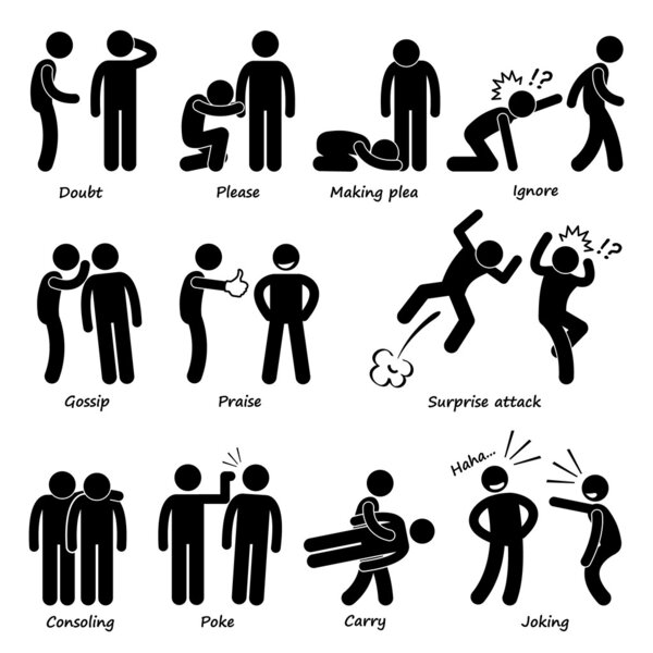 Human Man Action Emotion Stick Figure Pictogram Icons