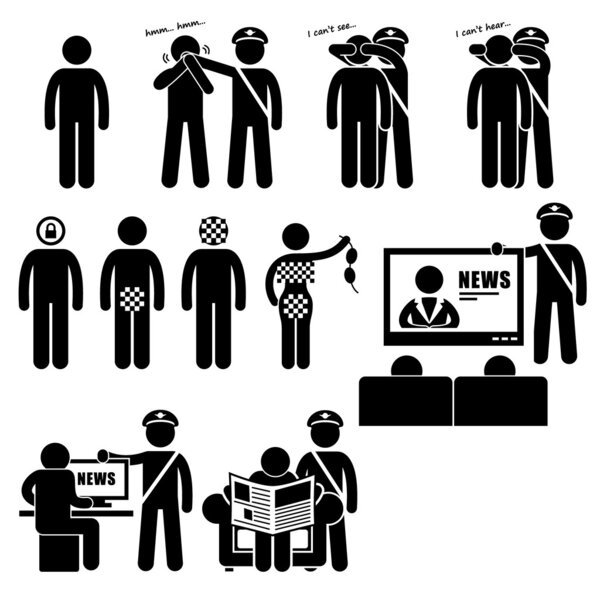 Censor Censorhip Government Media Restrictions Stick Figure Pictogram Icon