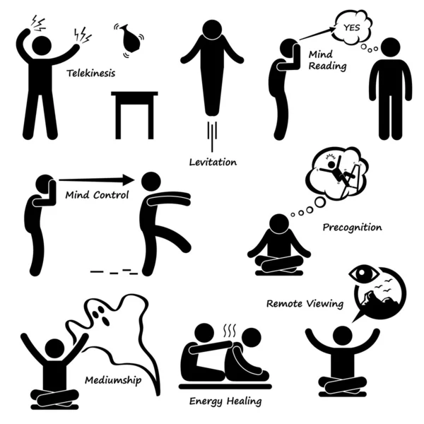 Psychic Power Sixth Sense Stick Figure Pictogram Icon — Stock vektor