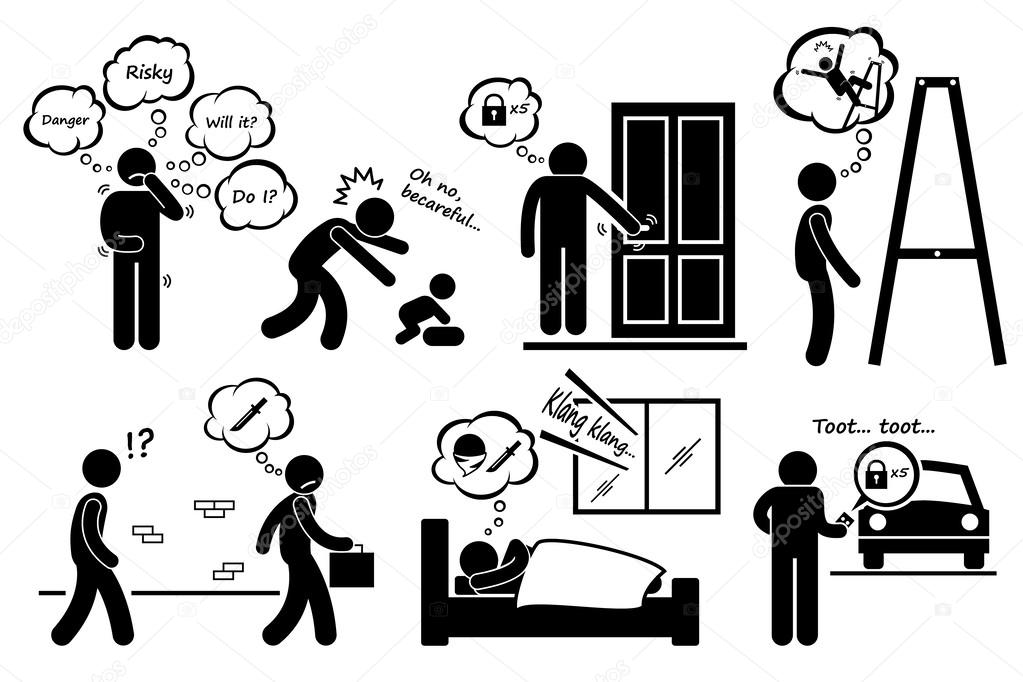 Paranoid Paranoia People Too Worry Stick Figure Pictogram Icons