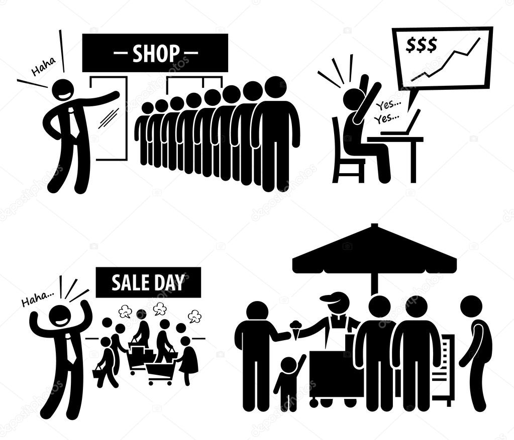 Good Business Day Stick Figure Pictogram Icons