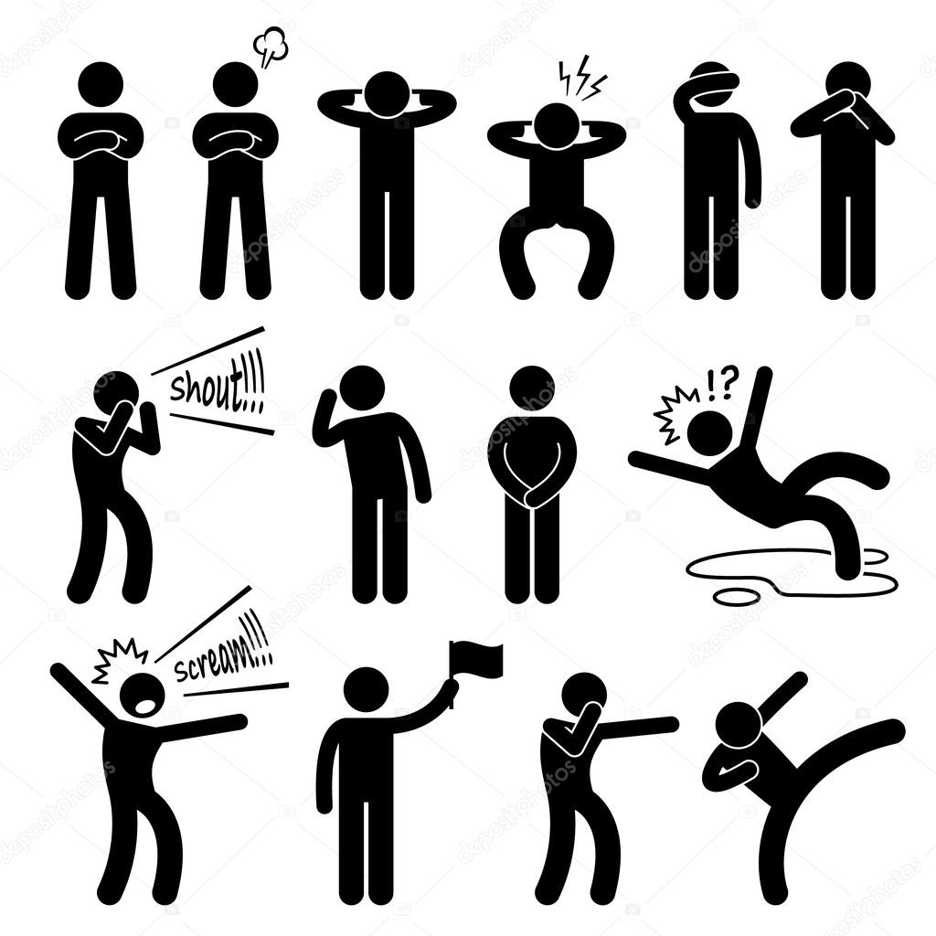 Human Action Poses Postures Stick Figure Pictogram Icons
