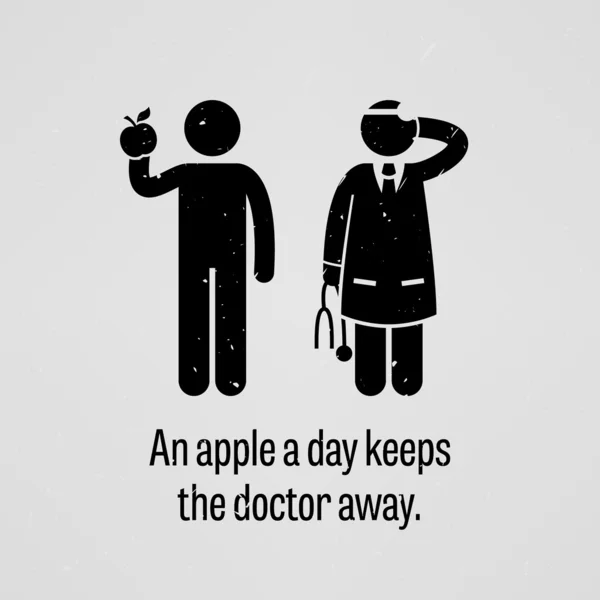 Una manzana al día mantiene alejado al médico. — Vector de stock