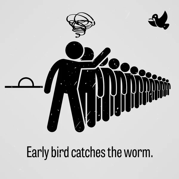 Early bird cattura il verme — Vettoriale Stock