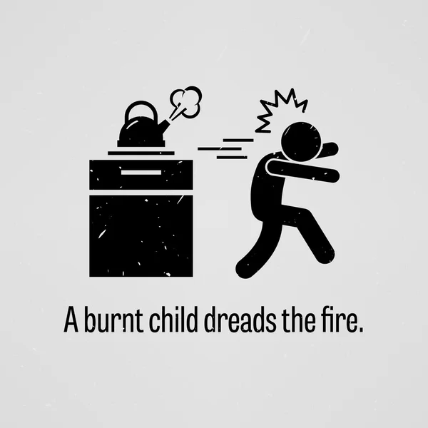 Ein verbranntes Kind fürchtet das Feuer — Stockvektor
