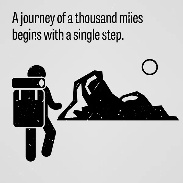 A journey to a thousand miles begins with a single step — Stock Vector