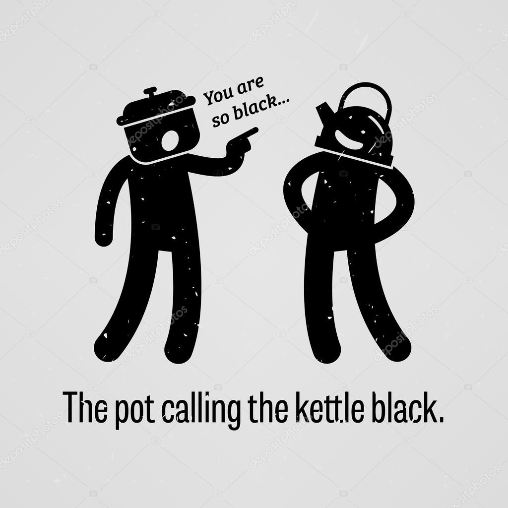 Pot calling the kettle black cartoon Royalty Free Vector