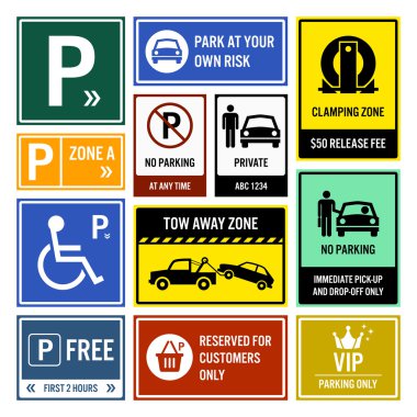 Otopark park levhaları işaretleri