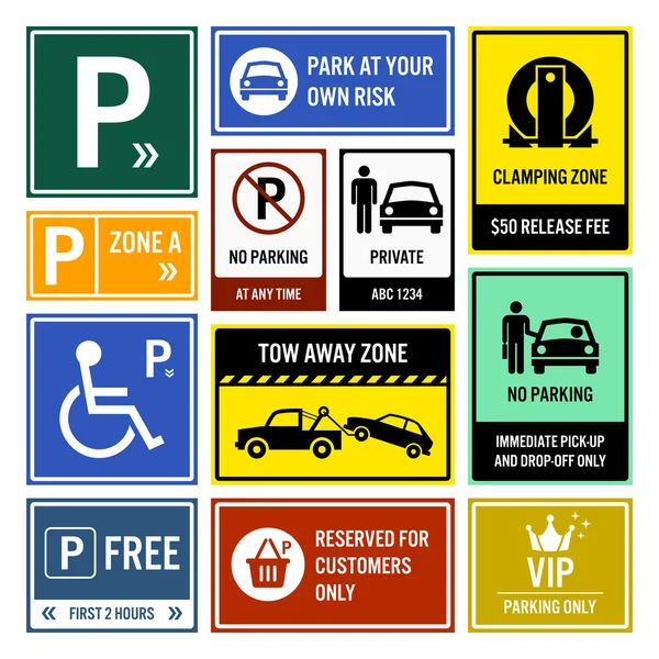 Señales de aparcamiento Señales de aparcamiento — Vector de stock