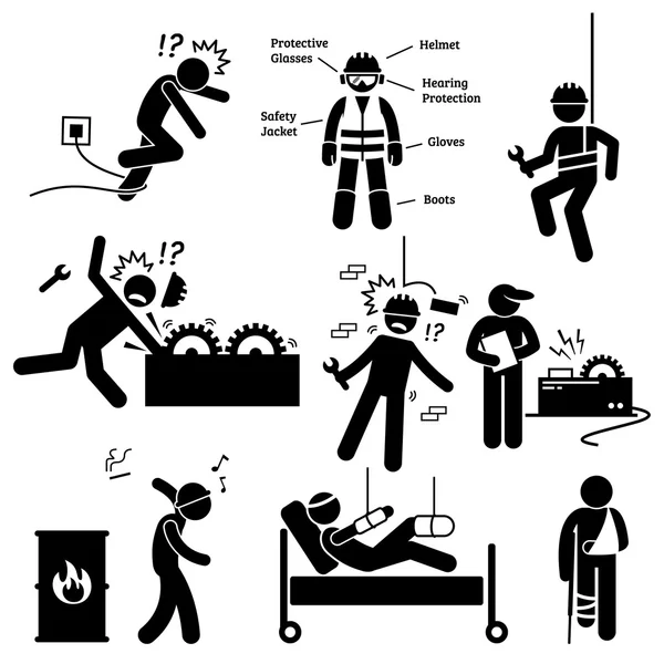 Pictogramme des risques d'accident pour les travailleurs de la santé et de la sécurité au travail Vecteur En Vente