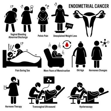 Endometriyal Kanser Belirtileri Risk Faktörleri Çubuk Şekil Resim Simgelerine Yol Açtı