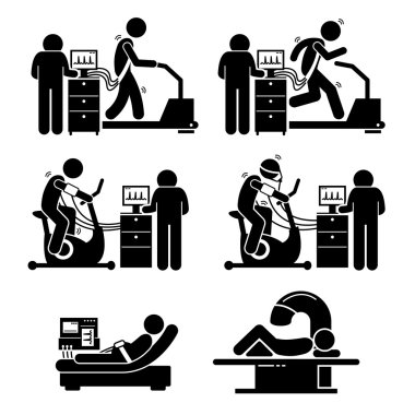 Exercise Stress Test for Heart Disease Stick Figure Pictogram Icons clipart