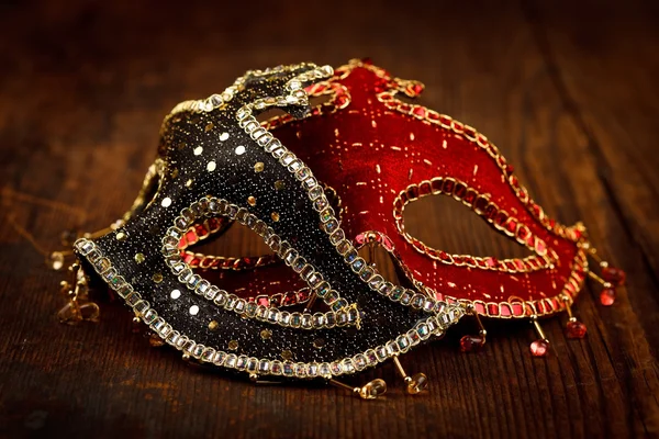 Decorated masks on the table — Stock Photo, Image