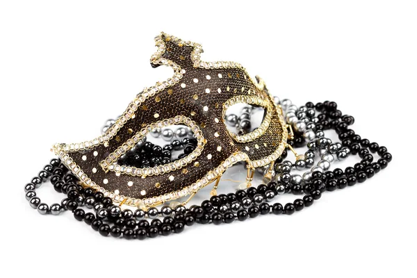 Karneváli maszk, fekete és ezüst gyöngyökkel Stock Kép