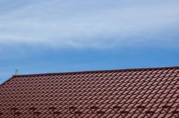 Telhado Casa Que Materiais Cobertura Modernos São Usados — Fotografia de Stock