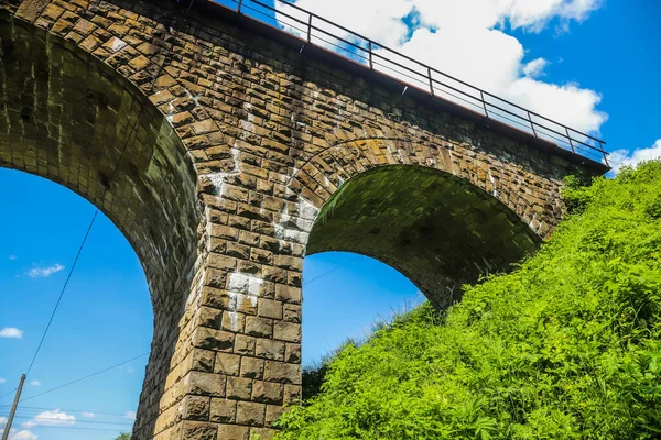 Vecchio Ponte Ferroviario Costruito Pietra Edificio Storico Utilizzato — Foto Stock