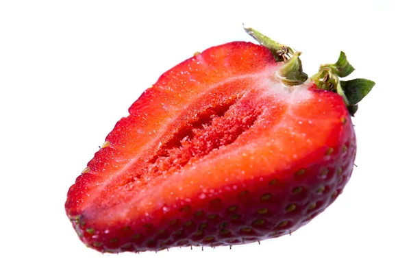 Fresas Maduras Sobre Fondo Sólido Comida Vegetariana Saludable Hermosa — Foto de Stock