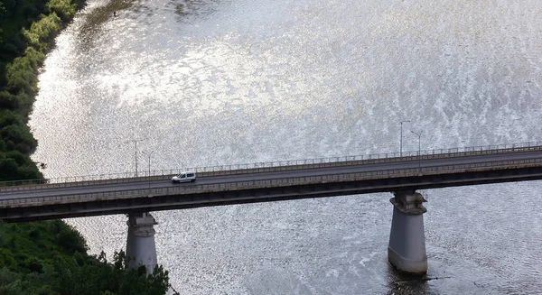 Ponte Rodoviária Sobre Rio Vista Superior Céu Água — Fotografia de Stock