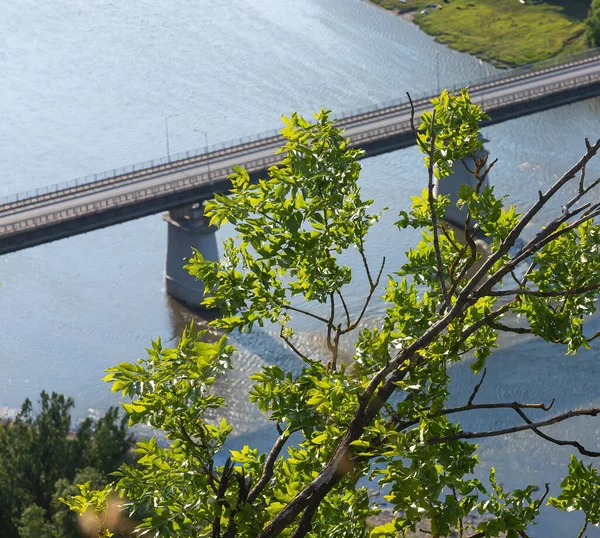 Puente Carretera Sobre Río Vista Superior Cielo Acuático —  Fotos de Stock