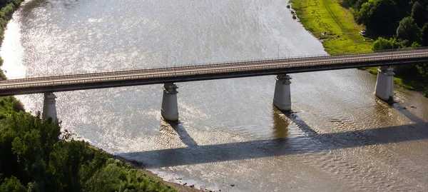 Ponte Rodoviária Sobre Rio Vista Superior Céu Água — Fotografia de Stock