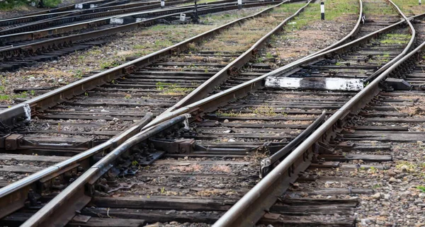 Railway tracks in front of the train station