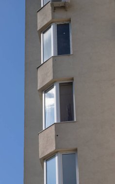 Modern Avrupa konut binaları çeyreği. Soyut mimari, modern şehir geometrisinin bir parçası.