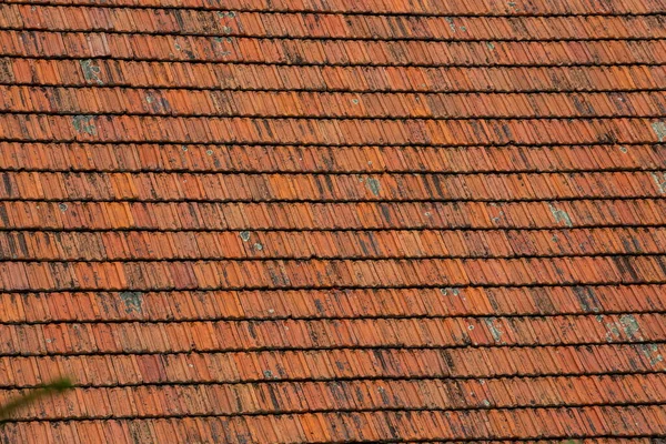 Střešní Dlaždice Kachlová Střecha Starého Domu Dlaždice Střechy Používané Starém — Stock fotografie