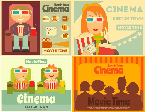 Cinema Posters Set — Stock Vector