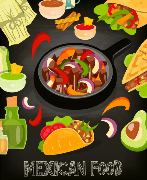 Meksika yemeği menüsü — Stok Vektör