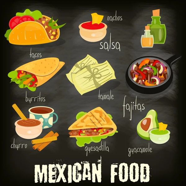 Menu alimentaire mexicain — Image vectorielle