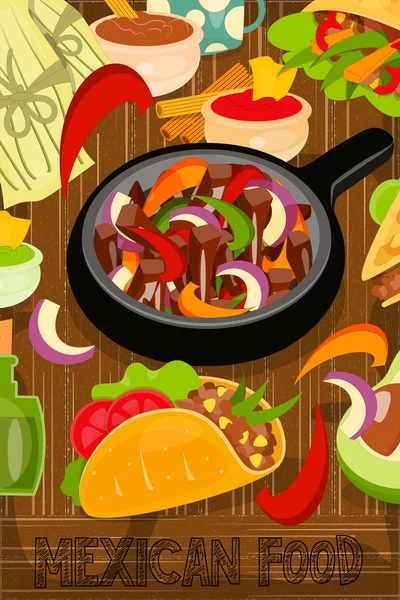 Menu alimentaire mexicain — Image vectorielle