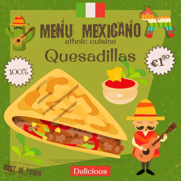 Menú Mexicano. Quesadillas. Comida tradicional mexicana. 2023