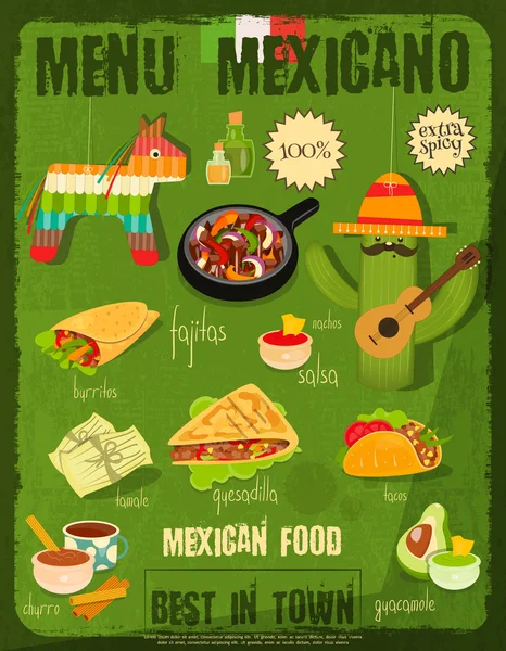 Menú de comida mexicana — Vector de stock