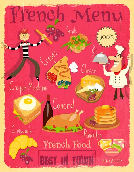 Menu de comida francesa —  Vetores de Stock