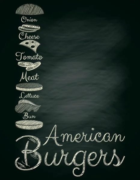 黑板上的汉堡菜单海报. — 图库矢量图片