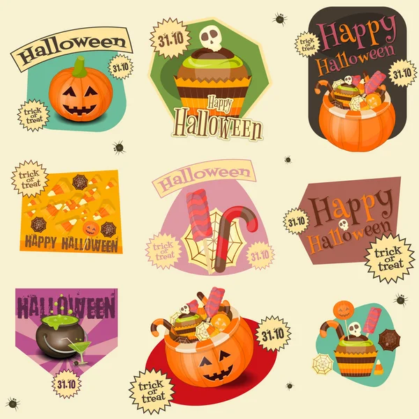 Halloween Stickers Set - symbolen en tekens van oktober Halloween — Stockvector