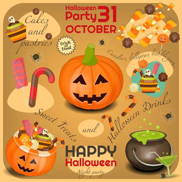 Cartel de Halloween - Símbolos y signos de Halloween de octubre . — Archivo Imágenes Vectoriales