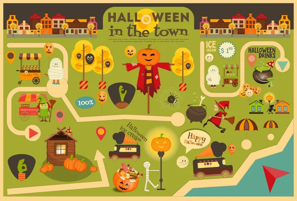 Halloween en la ciudad — Archivo Imágenes Vectoriales