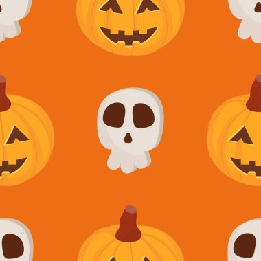 Cadılar Bayramı Kusursuz Şablon - Çizgi film Cadılar Bayramı Karakterleri Yarasa, Örümcek, Kale. Vektör İllüstrasyonu. Duvar kağıdı, ambalaj kağıdı için yazdır. 