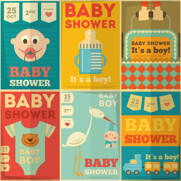 Affiches de douche bébé — Image vectorielle