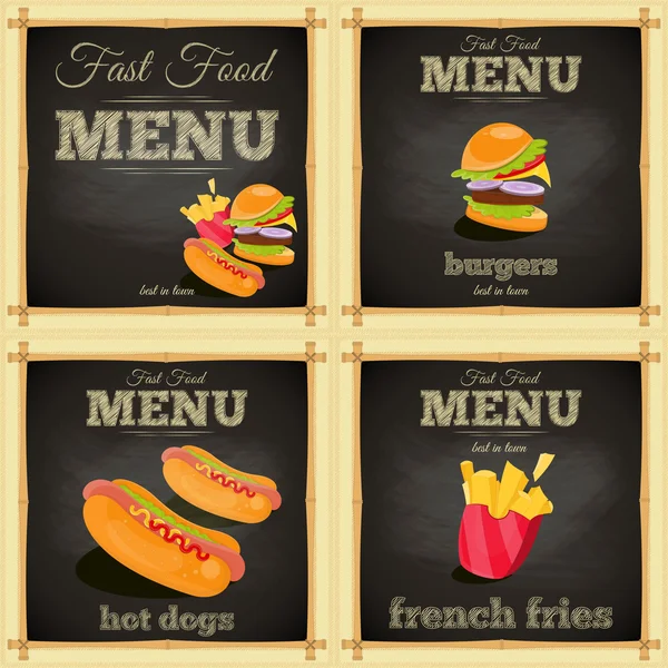 Fast-food schoolbord Set — Stockvector