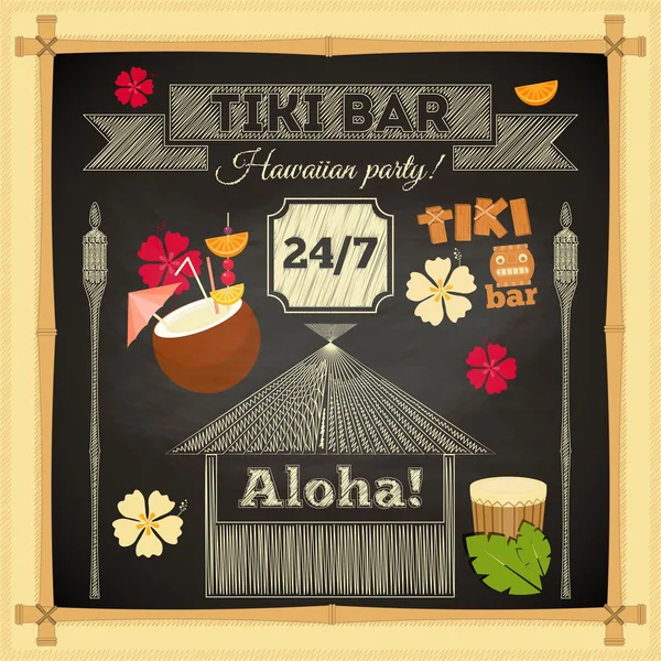 Tiki 酒吧夏威夷黑板 — 图库矢量图片