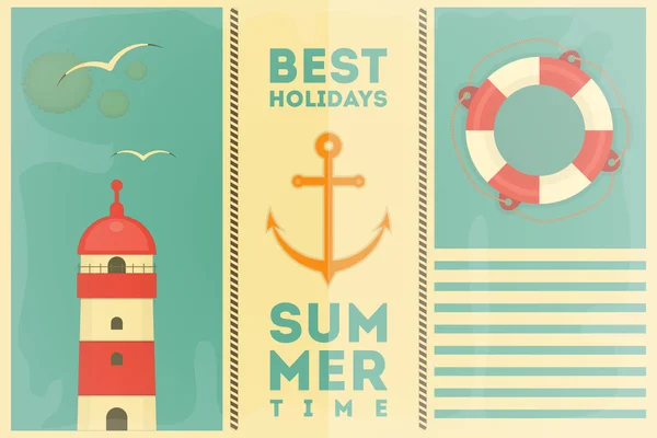 Yaz tatil kartı — Stok Vektör