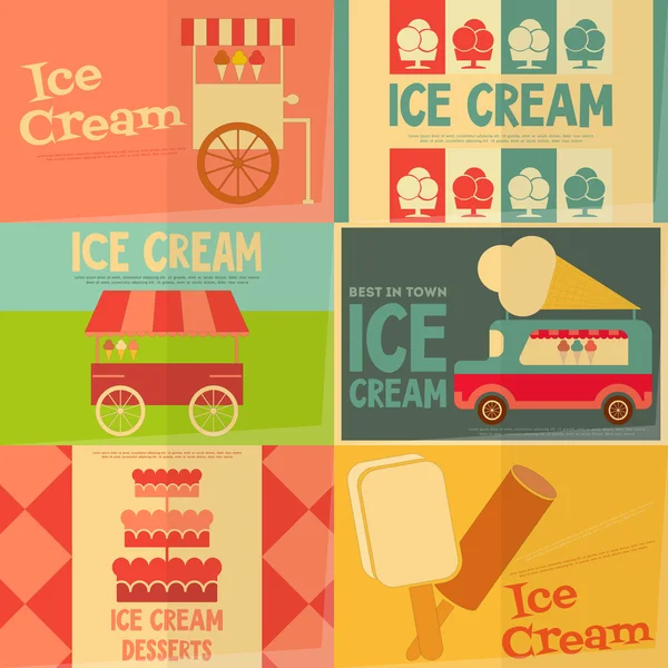 Carteles de helado — Vector de stock