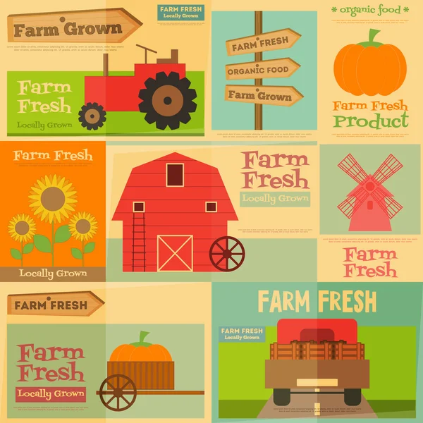 Farm Posters — Stock Vector