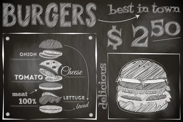 Menu hamburgerów — Wektor stockowy
