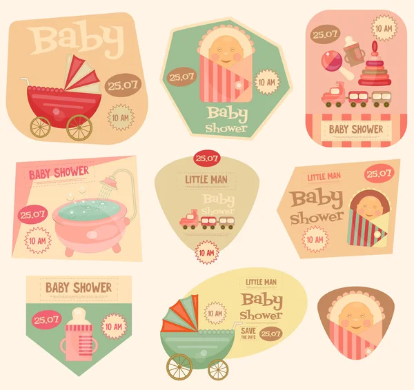 Baby douche stickers — Stockvector