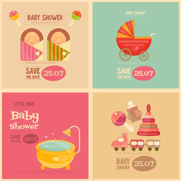 Babydusche Mini-Postings — Stockvektor