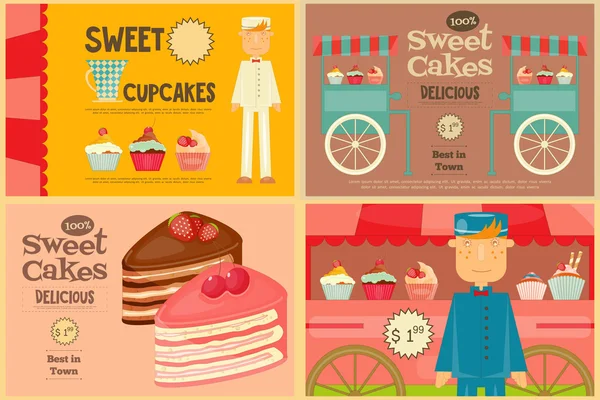 Set van Cakes Mini Posters — Stockvector